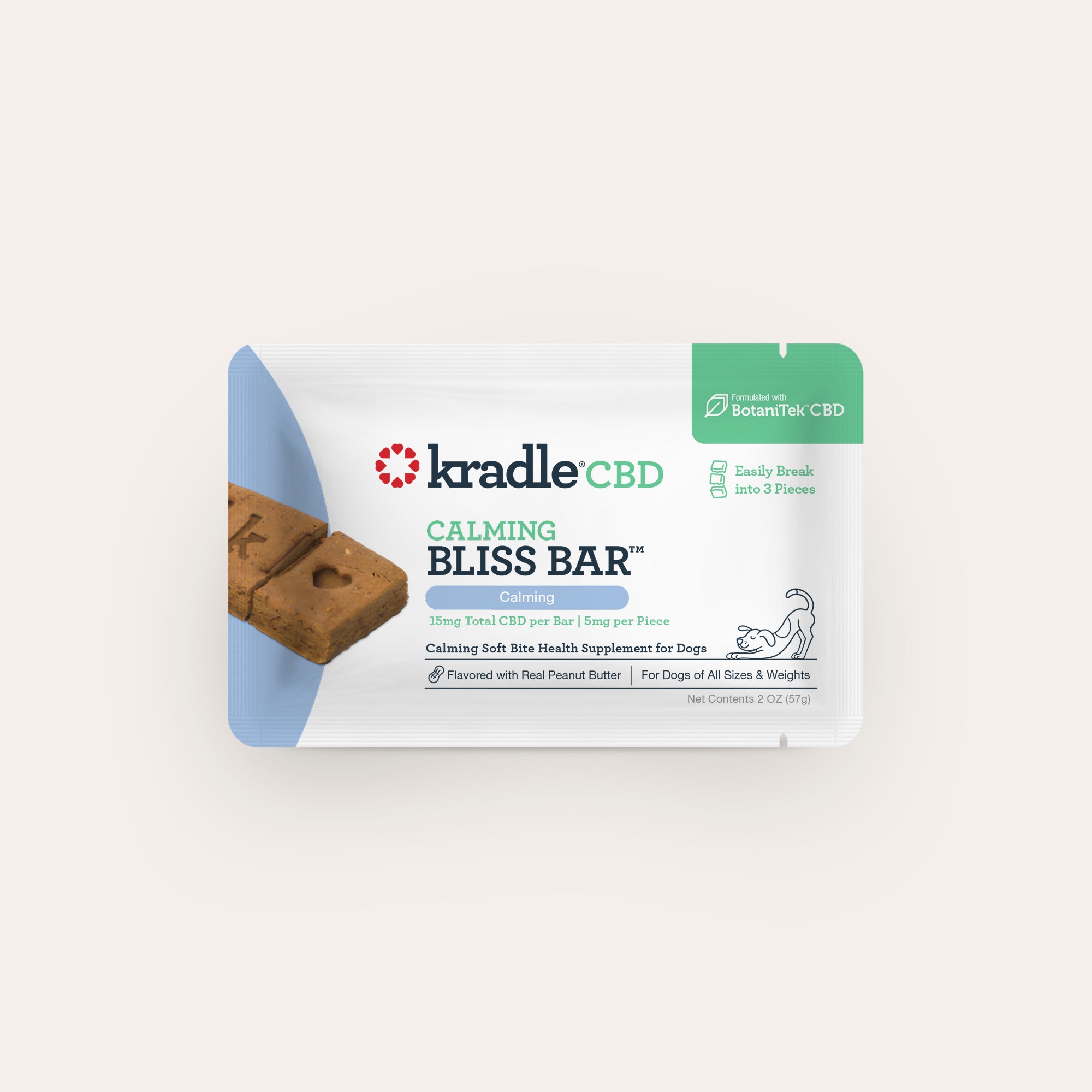 CBD Bar for Dogs | Peanut Butter Dog Chew | Kradle Bliss Bar