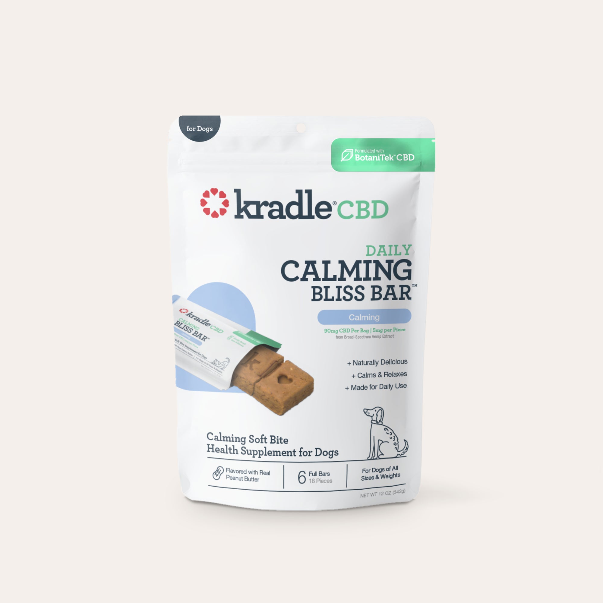 CBD Bar for Dogs | Peanut Butter Dog Chew | Kradle Bliss Bar