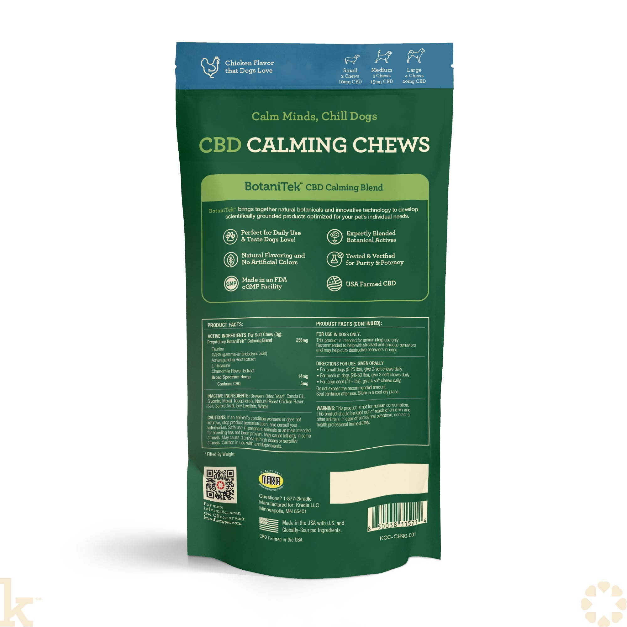 Kradle Plus CBD Calming Chews For Dogs